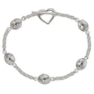 Classic Jewelry Sterling Silver Knot with Heart Toggle Bracelet, 7"