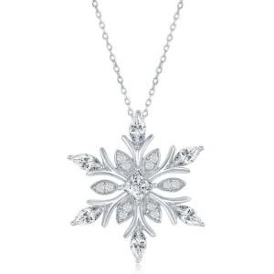 Classic Jewelry Sterling Silver Large CZ Snowflake Pendant