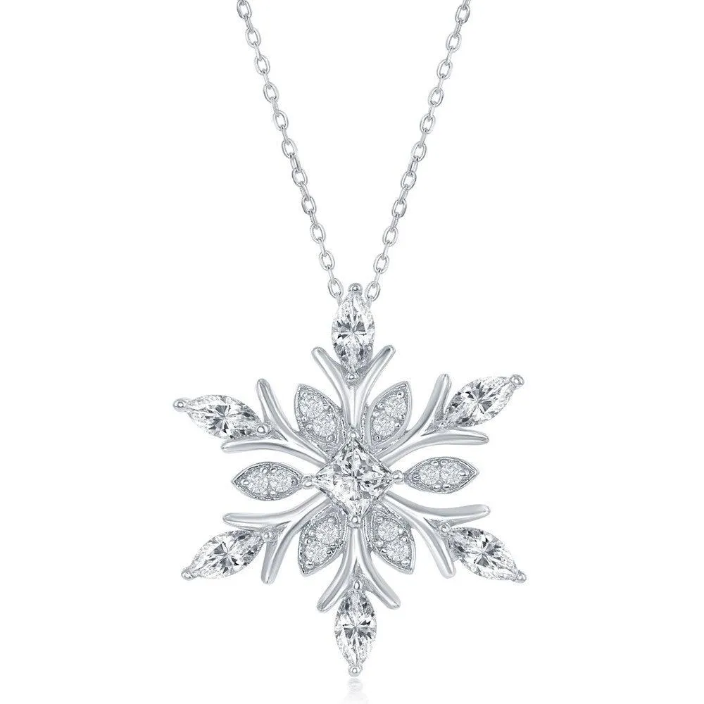 Classic Jewelry Sterling Silver Large CZ Snowflake Pendant