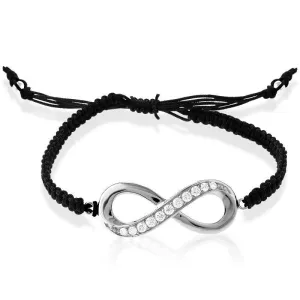 Classic Jewelry Sterling Silver Large Half CZ Infinity Macrame Bracelet