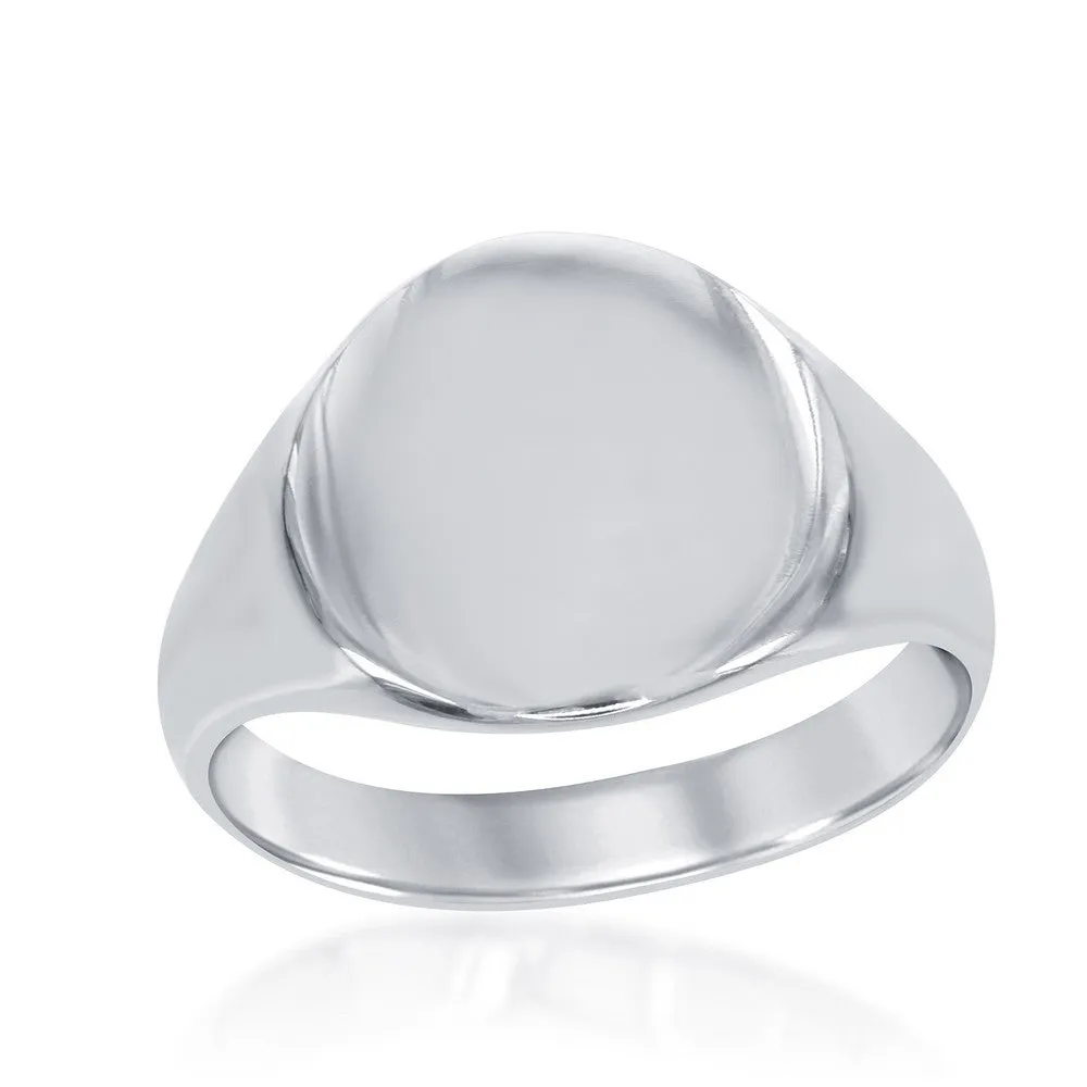 Classic Jewelry Sterling Silver Large Shiny Oval Ring - W-1651
