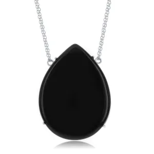 Classic Jewelry Sterling Silver Large Teardrop Black Onyx Necklace