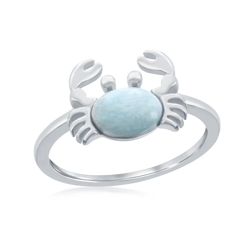 Classic Jewelry Sterling Silver Larimar Crab Ring, Size 9