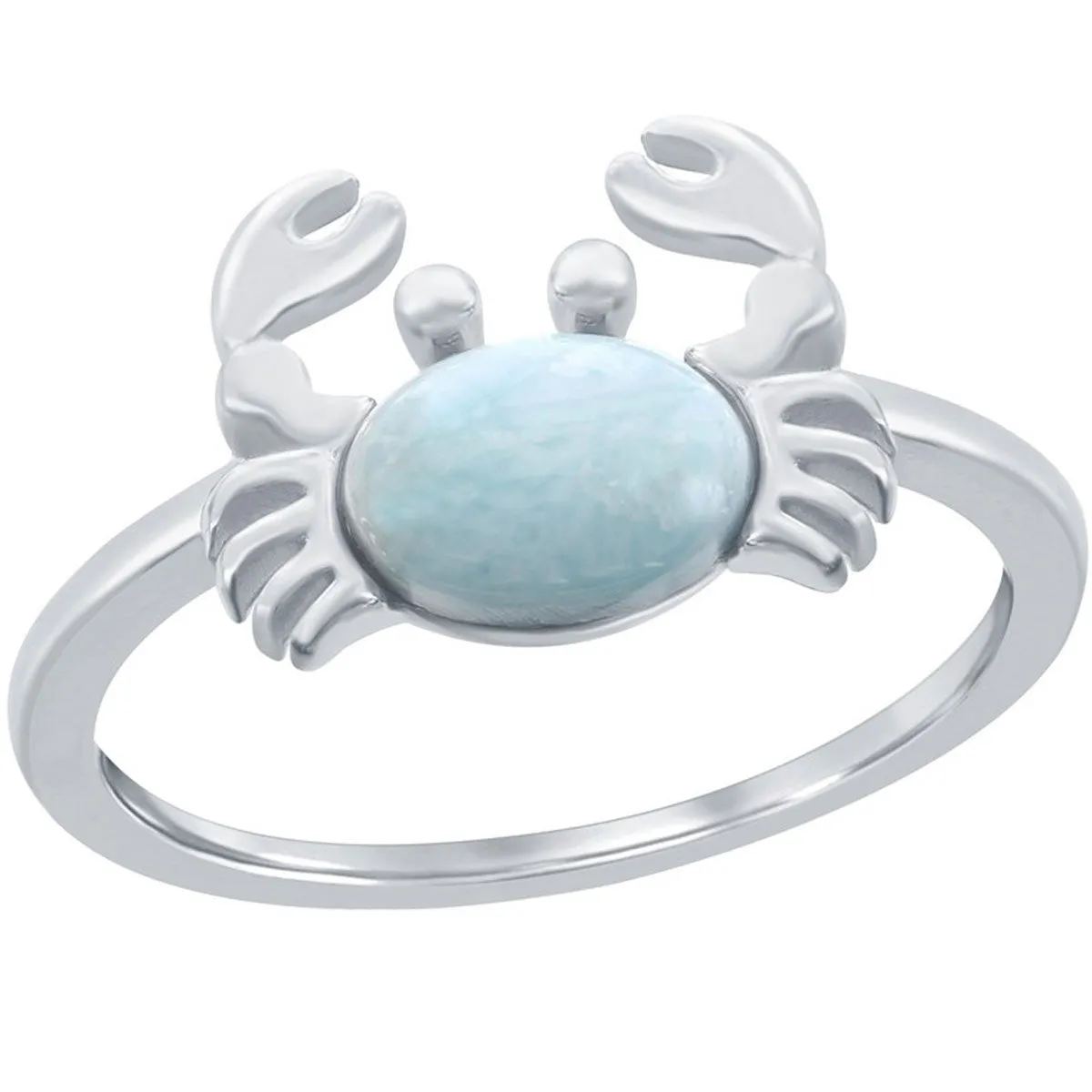 Classic Jewelry Sterling Silver Larimar Crab Ring, Size 9