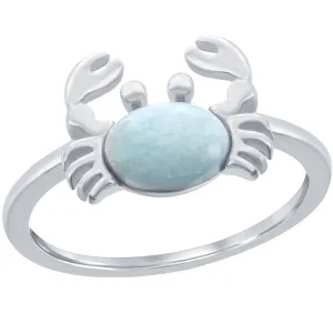 Classic Jewelry Sterling Silver Larimar Crab Ring, Size 9