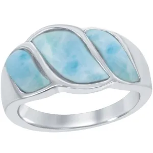Classic Jewelry Sterling Silver Larimar Wave Design Ring, Size 9