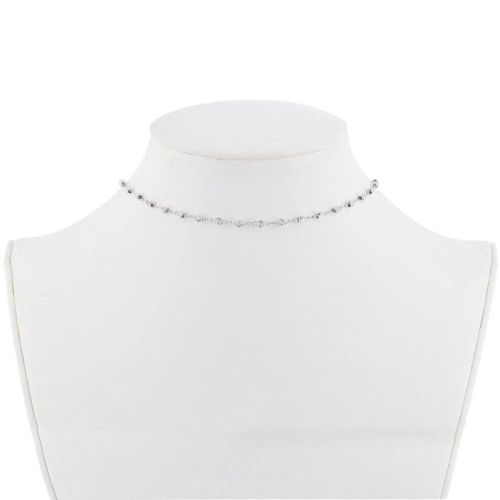Classic Jewelry Sterling Silver Moon Cut Bead Choker Necklace