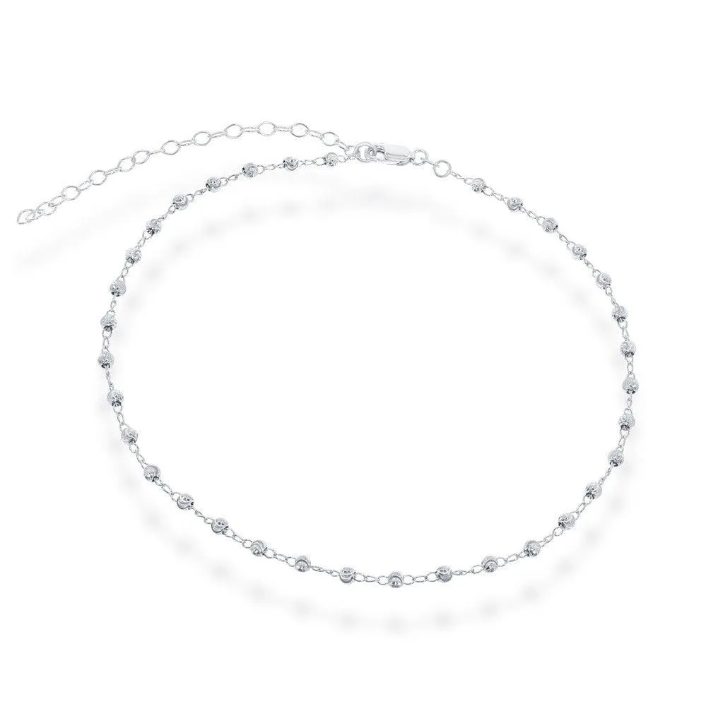 Classic Jewelry Sterling Silver Moon Cut Bead Choker Necklace