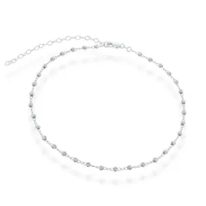 Classic Jewelry Sterling Silver Moon Cut Bead Choker Necklace
