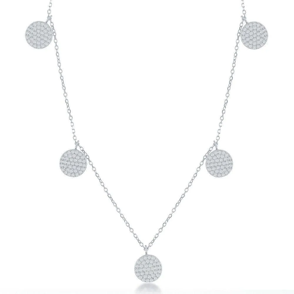 Classic Jewelry Sterling Silver Multi CZ Disc Necklace