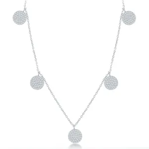 Classic Jewelry Sterling Silver Multi CZ Disc Necklace