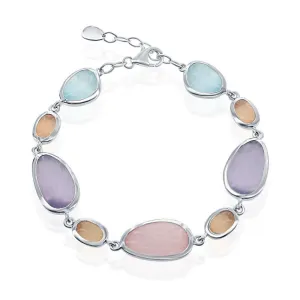Classic Jewelry Sterling Silver Multi-Shaped Cat's Eye Bracelet