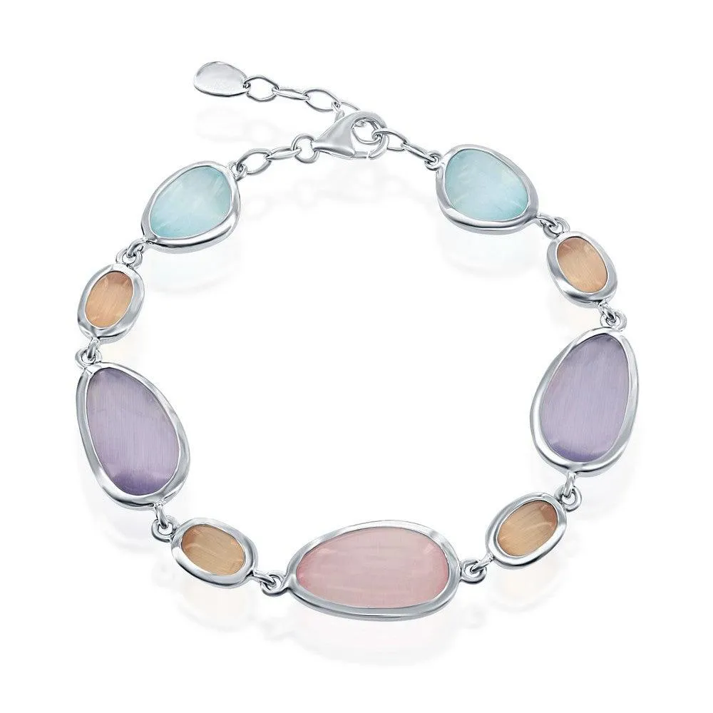 Classic Jewelry Sterling Silver Multi-Shaped Cat's Eye Bracelet
