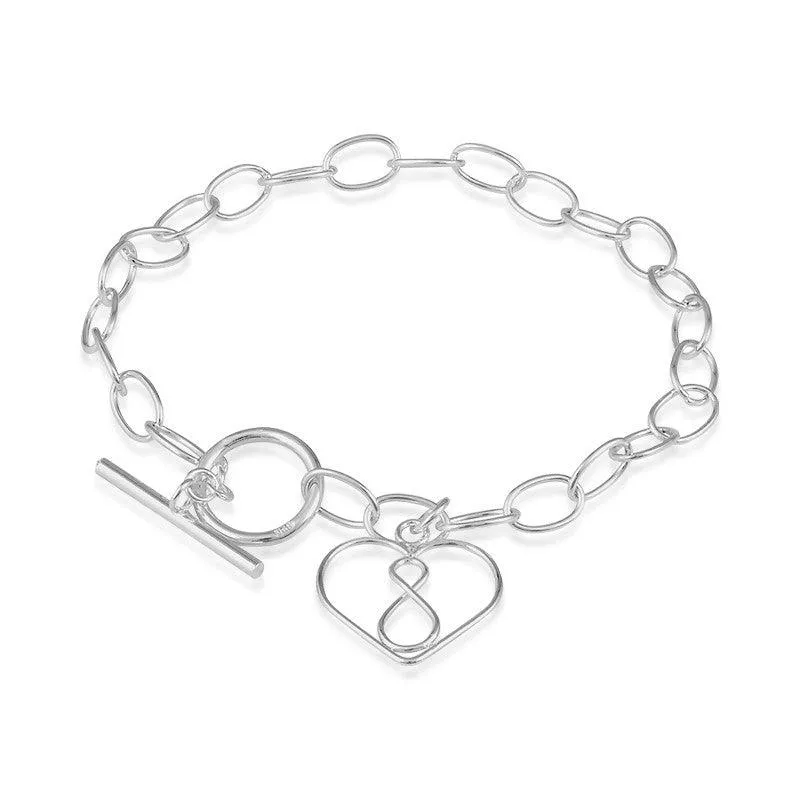 Classic Jewelry Sterling Silver Open Heart with Infinity Symbol Bracelet, 7.5"