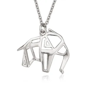 Classic Jewelry Sterling Silver Open Origami Elephant Necklace