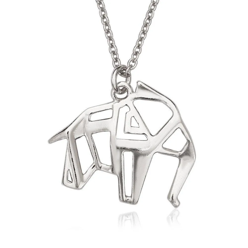 Classic Jewelry Sterling Silver Open Origami Elephant Necklace
