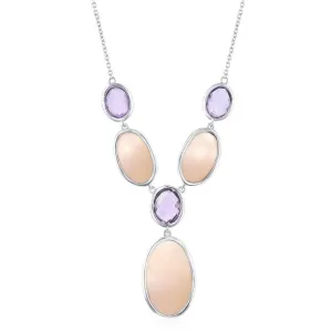 Classic Jewelry Sterling Silver Oval Amethyst and Pink MOP Y Necklace