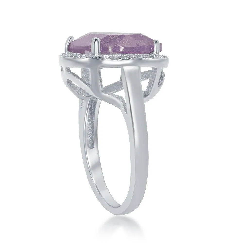 Classic Jewelry Sterling Silver Oval Light Pink Ice CZ Ring, Size 7