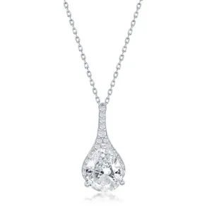 Classic Jewelry Sterling Silver Pear Shaped Cubic Zirconia Necklace
