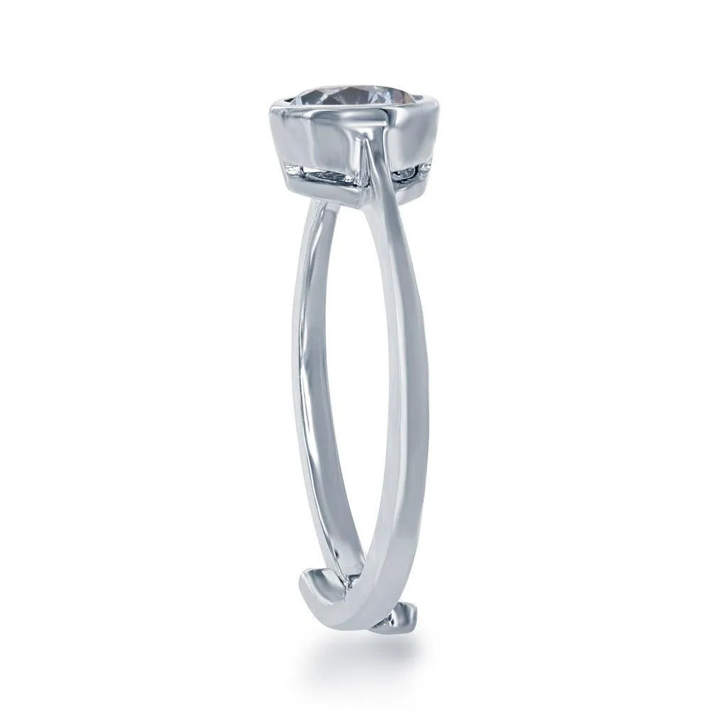 Classic Jewelry Sterling Silver "March" Aquamarine Bezel Set Ring
