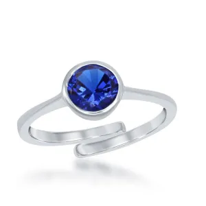Classic Jewelry Sterling Silver "September" Sapphire Bezel Set Ring