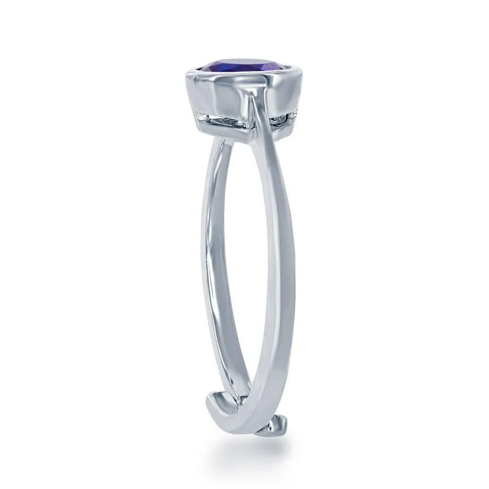 Classic Jewelry Sterling Silver "September" Sapphire Bezel Set Ring