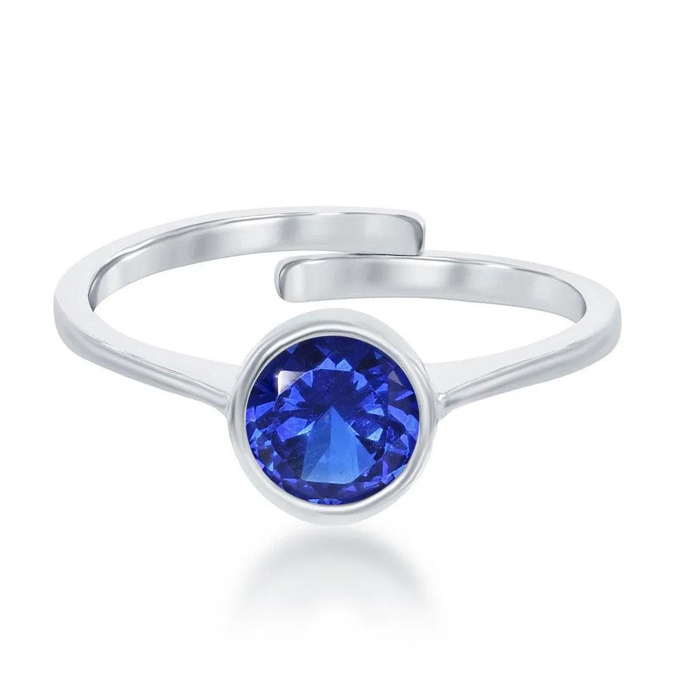 Classic Jewelry Sterling Silver "September" Sapphire Bezel Set Ring