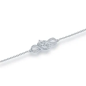 Classic Jewelry Sterling Silver "Us2gether" Overlapping Two-Stone CZ Bracelet