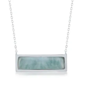 Classic Jewelry Sterling Silver Rectangle Larimar Necklace