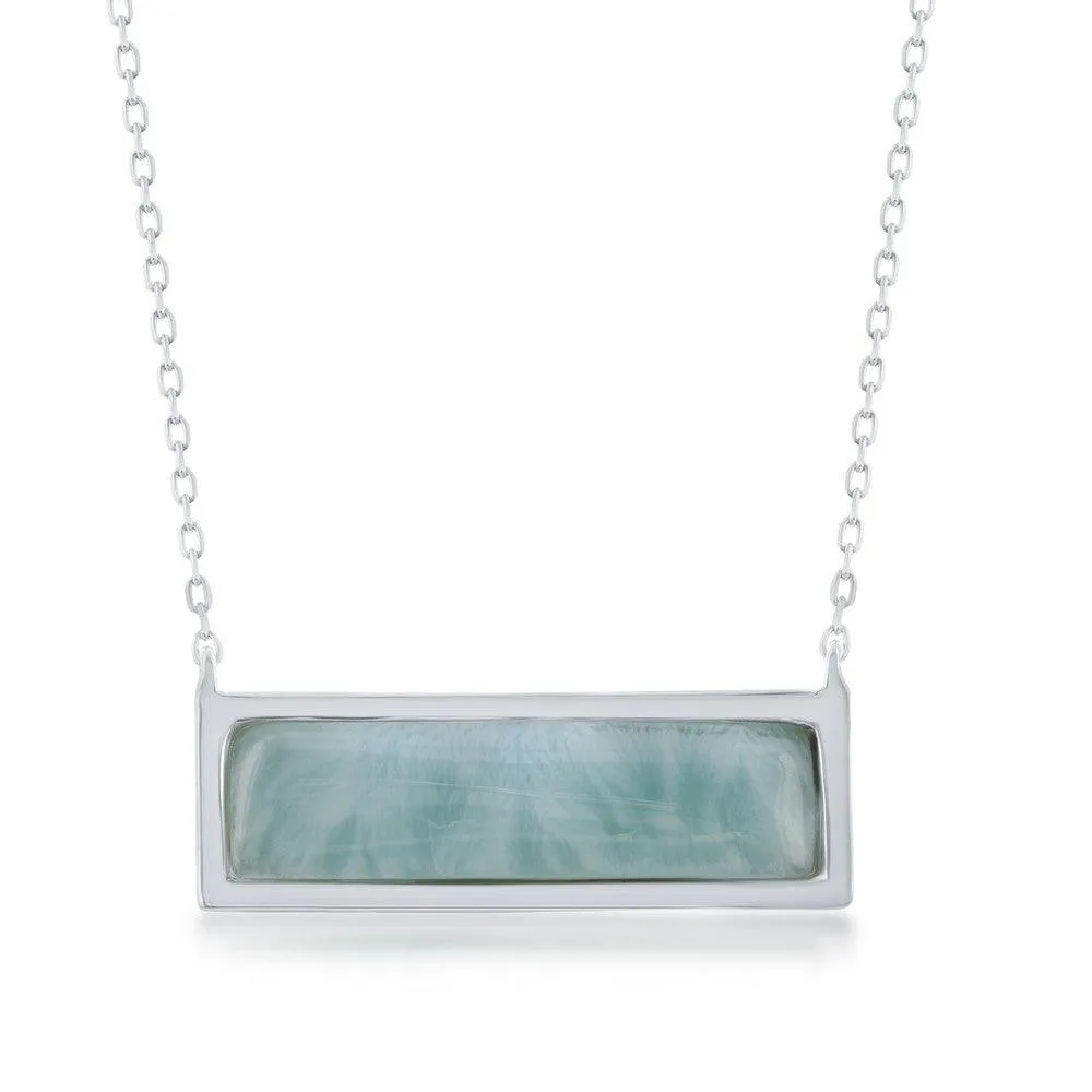 Classic Jewelry Sterling Silver Rectangle Larimar Necklace