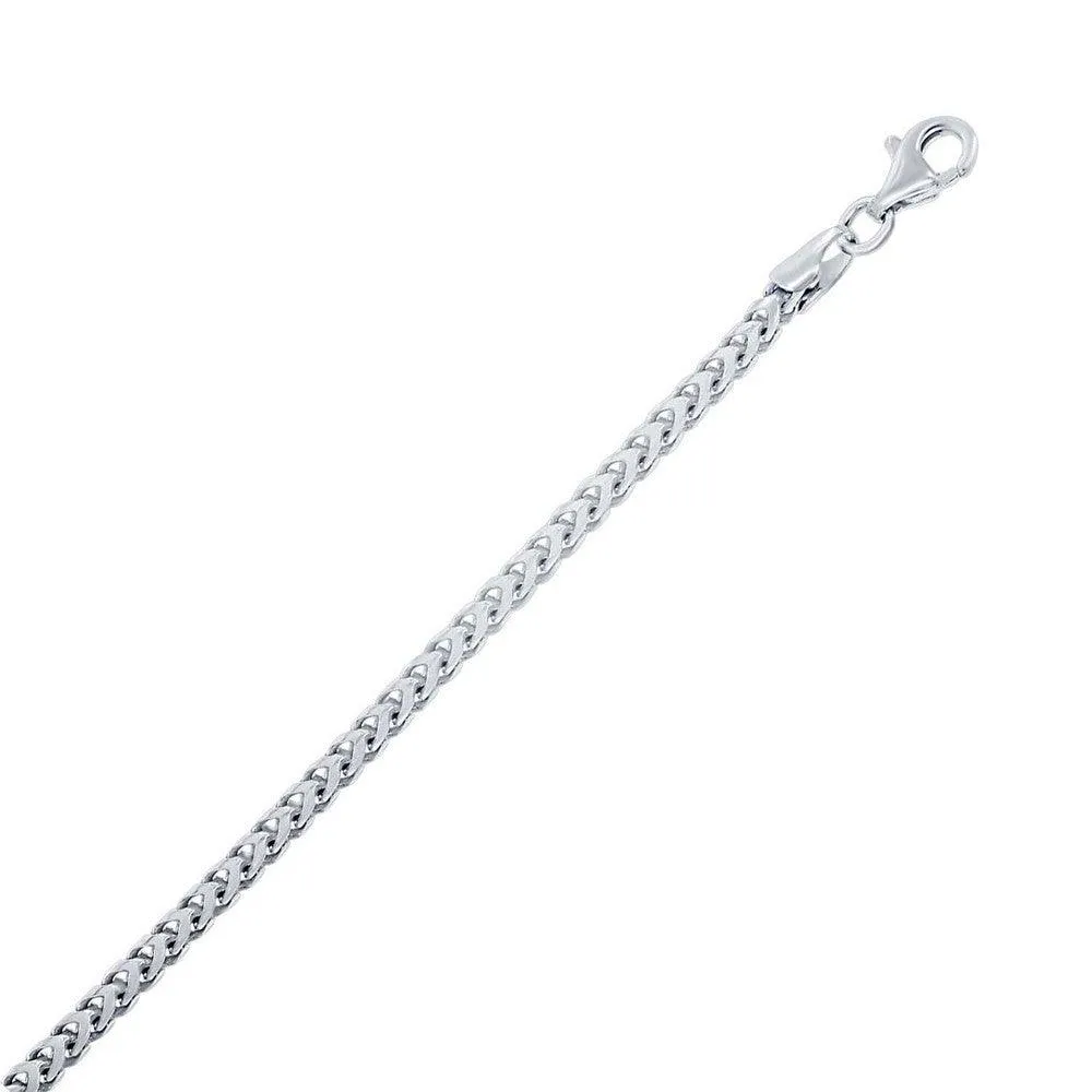 Classic Jewelry Sterling Silver Rhodium Plated 2.5mm Franco Chain, 20"