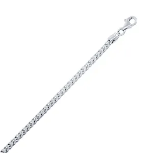 Classic Jewelry Sterling Silver Rhodium Plated 2.5mm Franco Chain, 20"