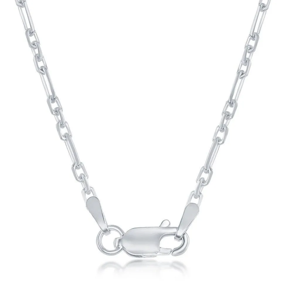 Classic Jewelry Sterling Silver Rhodium Plated 2mm Anchor Chain, 18"