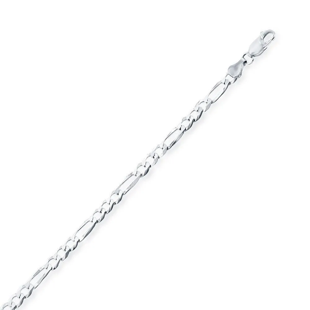 Classic Jewelry Sterling Silver Rhodium Plated 3.3mm Figaro Chain, 20"