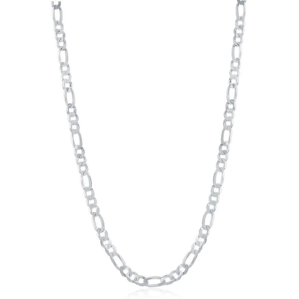 Classic Jewelry Sterling Silver Rhodium Plated 3.3mm Figaro Chain, 20"