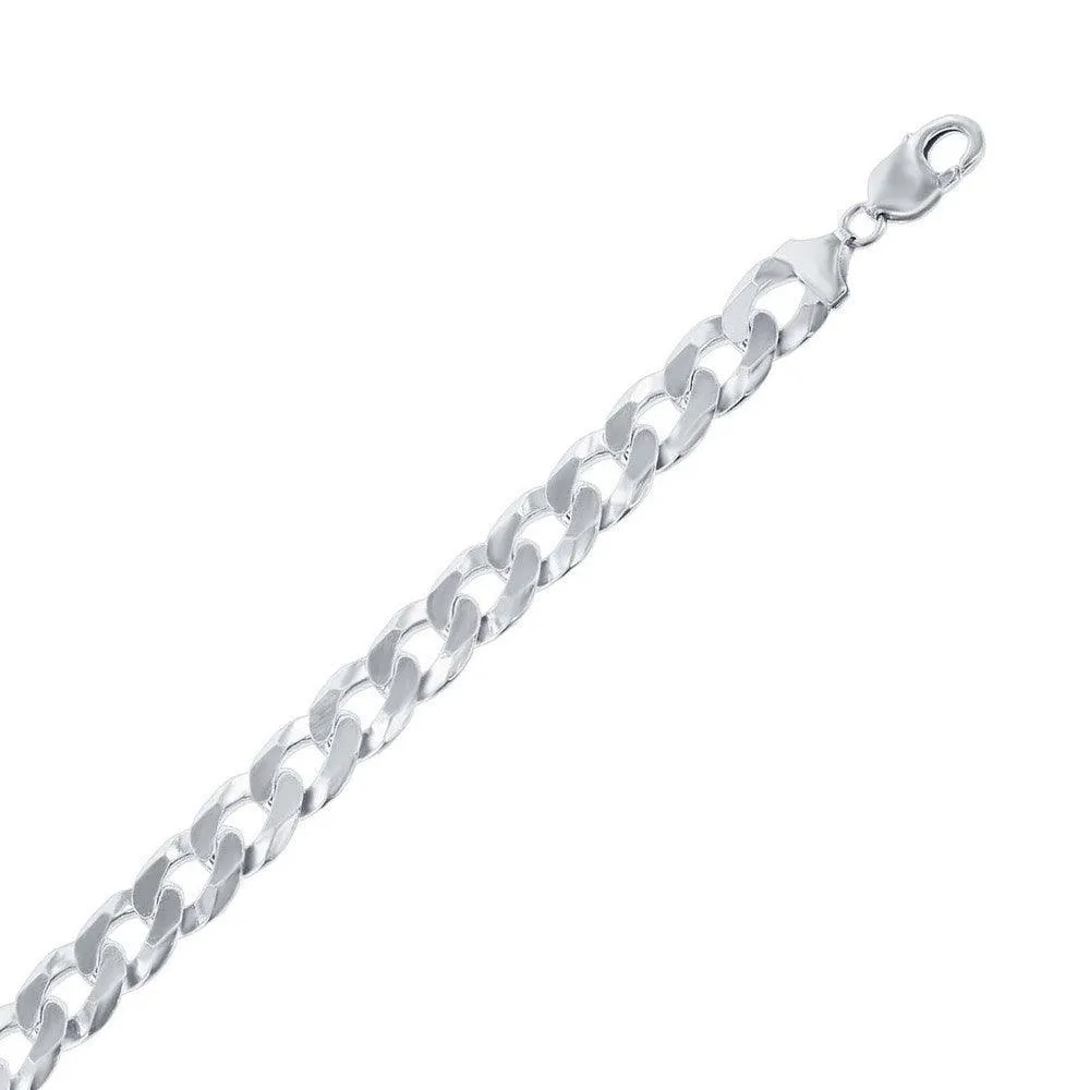 Classic Jewelry Sterling Silver Rhodium Plated 3.45mm Cuban Chain, 20"