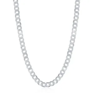 Classic Jewelry Sterling Silver Rhodium Plated 3.45mm Cuban Chain, 20"