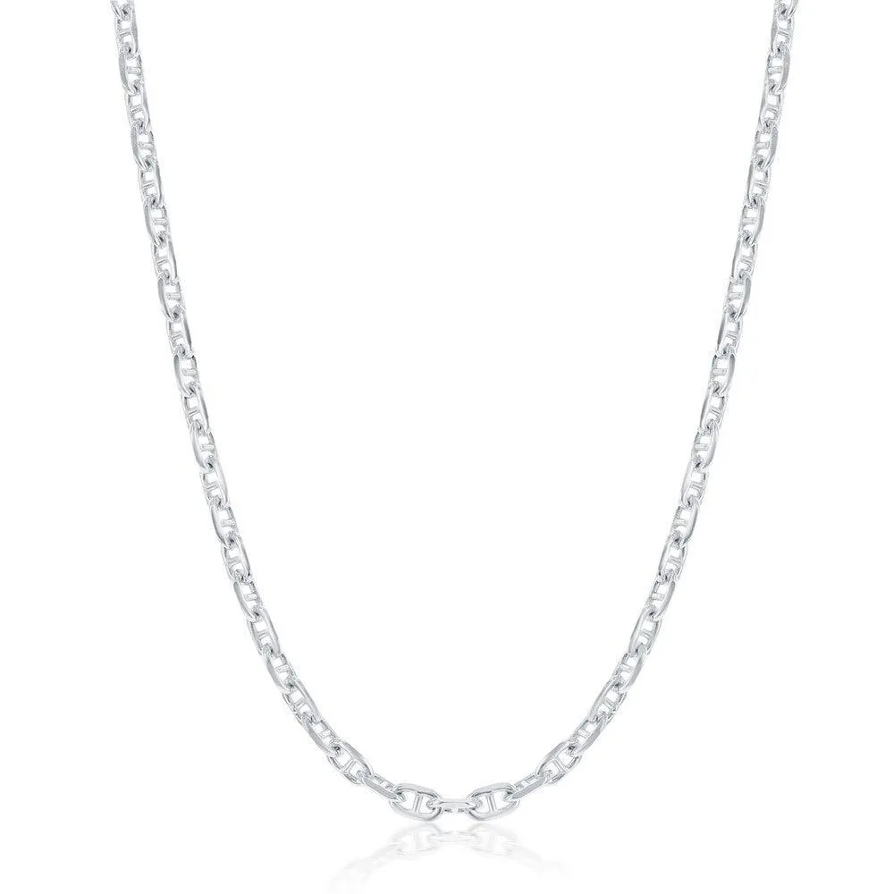 Classic Jewelry Sterling Silver Rhodium Plated 3.6mm Anchor Marina Chain, 20"