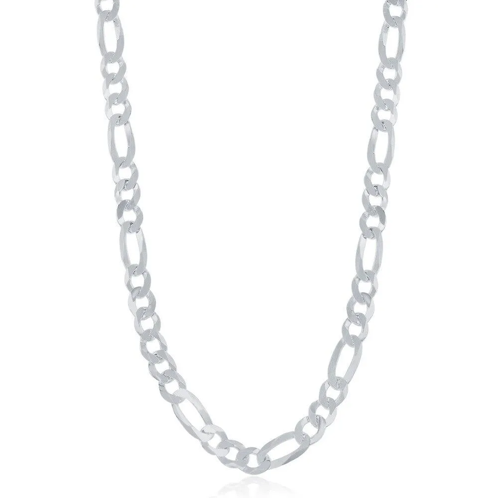Classic Jewelry Sterling Silver Rhodium Plated 5.8mm Figaro Chain, 24