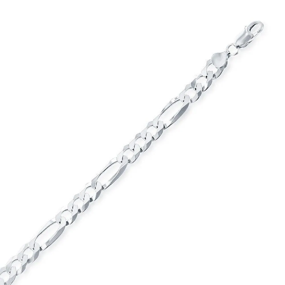 Classic Jewelry Sterling Silver Rhodium Plated 5.8mm Figaro Chain, 24