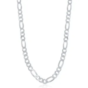Classic Jewelry Sterling Silver Rhodium Plated 5.8mm Figaro Chain, 8