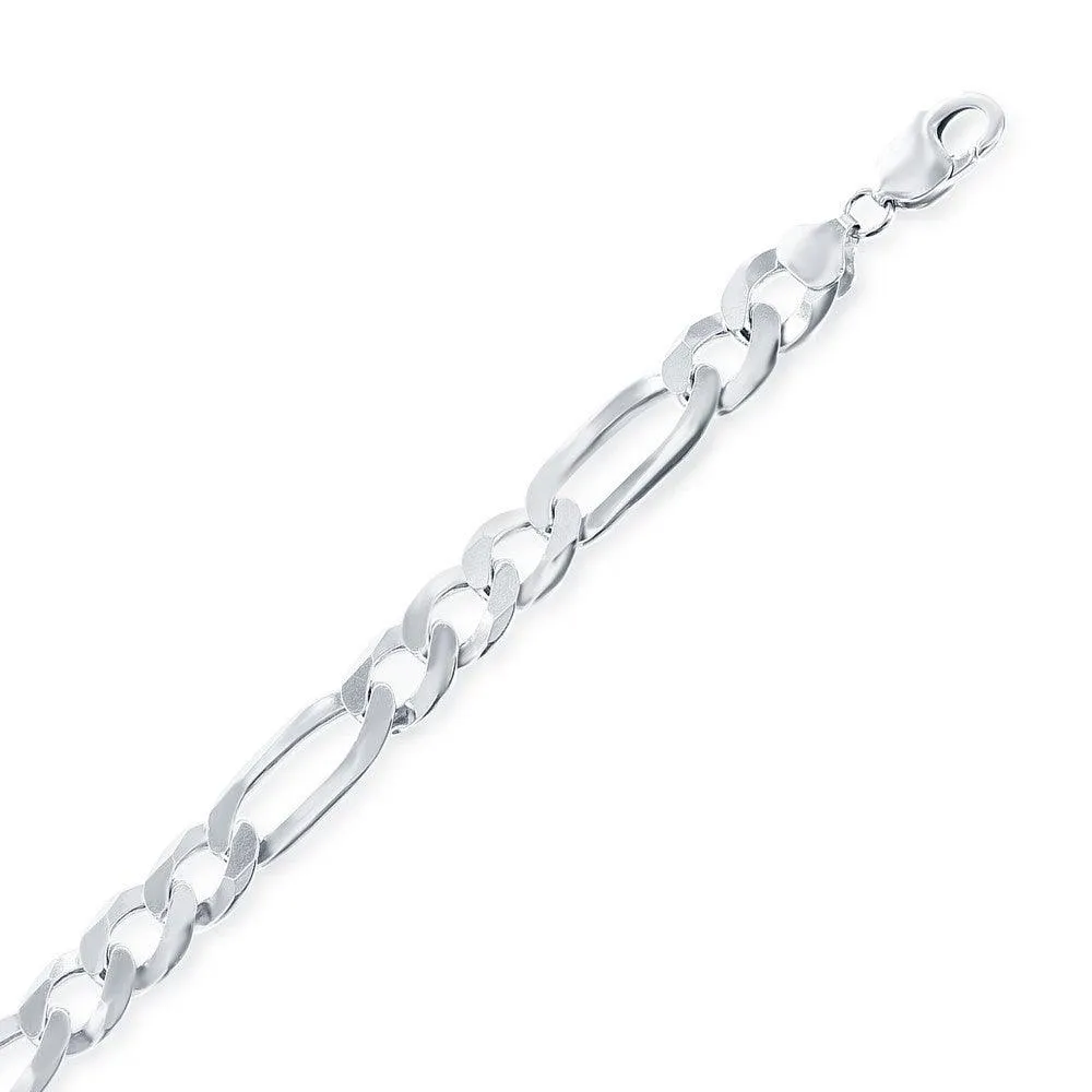 Classic Jewelry Sterling Silver Rhodium Plated 8.6mm Figaro Chain, 8