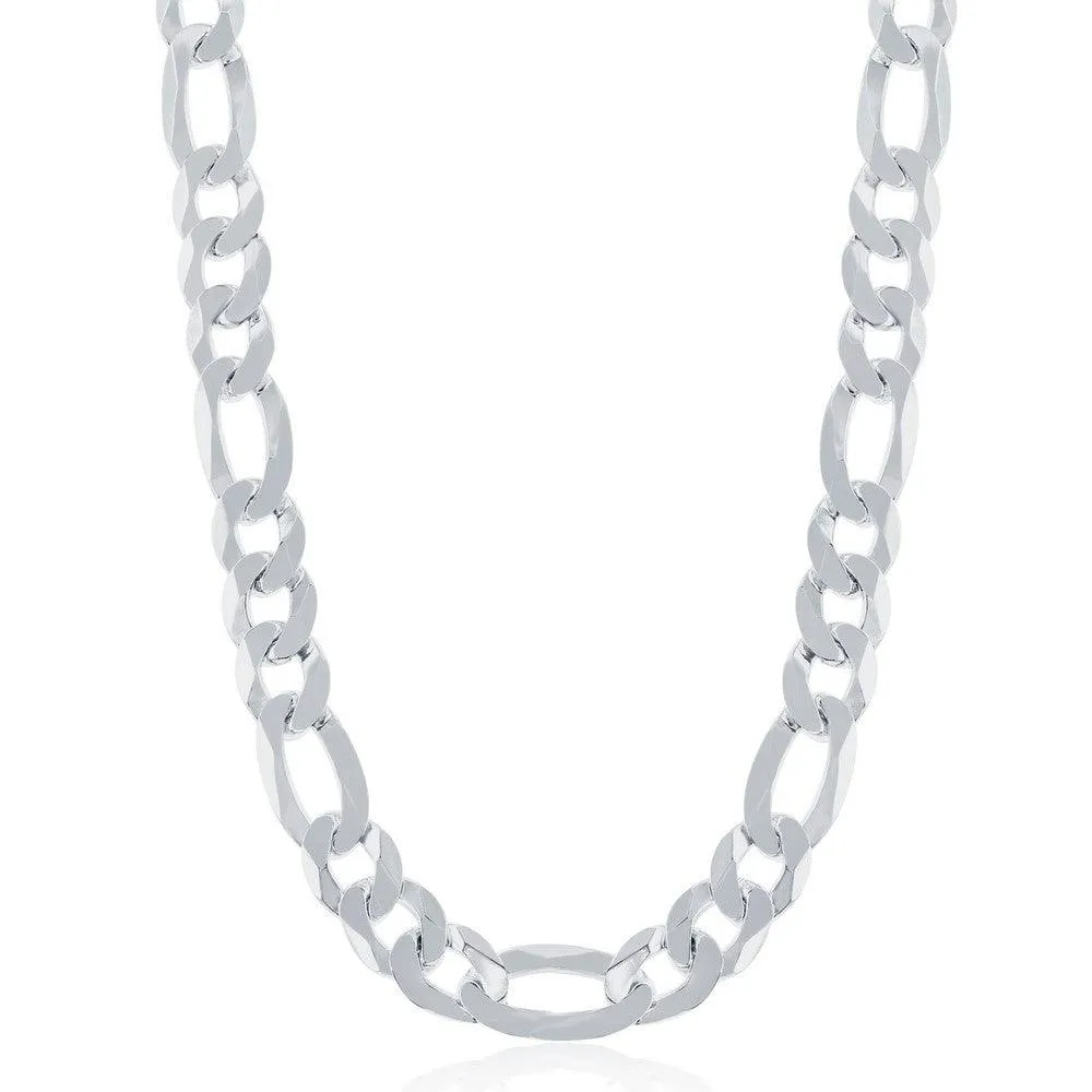 Classic Jewelry Sterling Silver Rhodium Plated 8.6mm Figaro Chain, 8