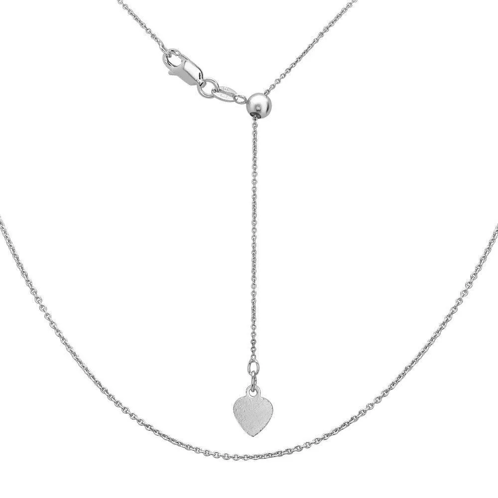 Classic Jewelry Sterling Silver Rhodium Plated Adjustable Rolo Chain