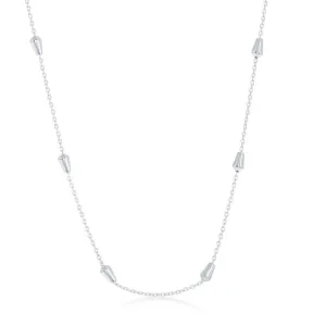 Classic Jewelry Sterling Silver Rhodium Plated Bullet Beaded Chain, 20"