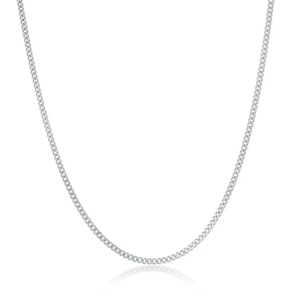 Classic Jewelry Sterling Silver Rhodium Plated Curb Chain, 18"