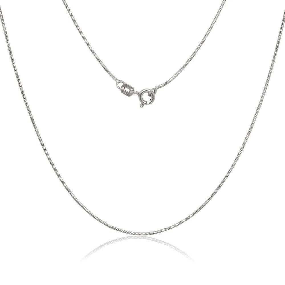 Classic Jewelry Sterling Silver Rhodium Plated Diamond Cut Snake Chain, 16"