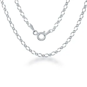 Classic Jewelry Sterling Silver Rhodium Plated Fancy Link Chain, 20"