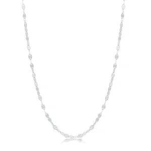 Classic Jewelry Sterling Silver Rhodium Plated Flat Mirror Oval Chain, 20"