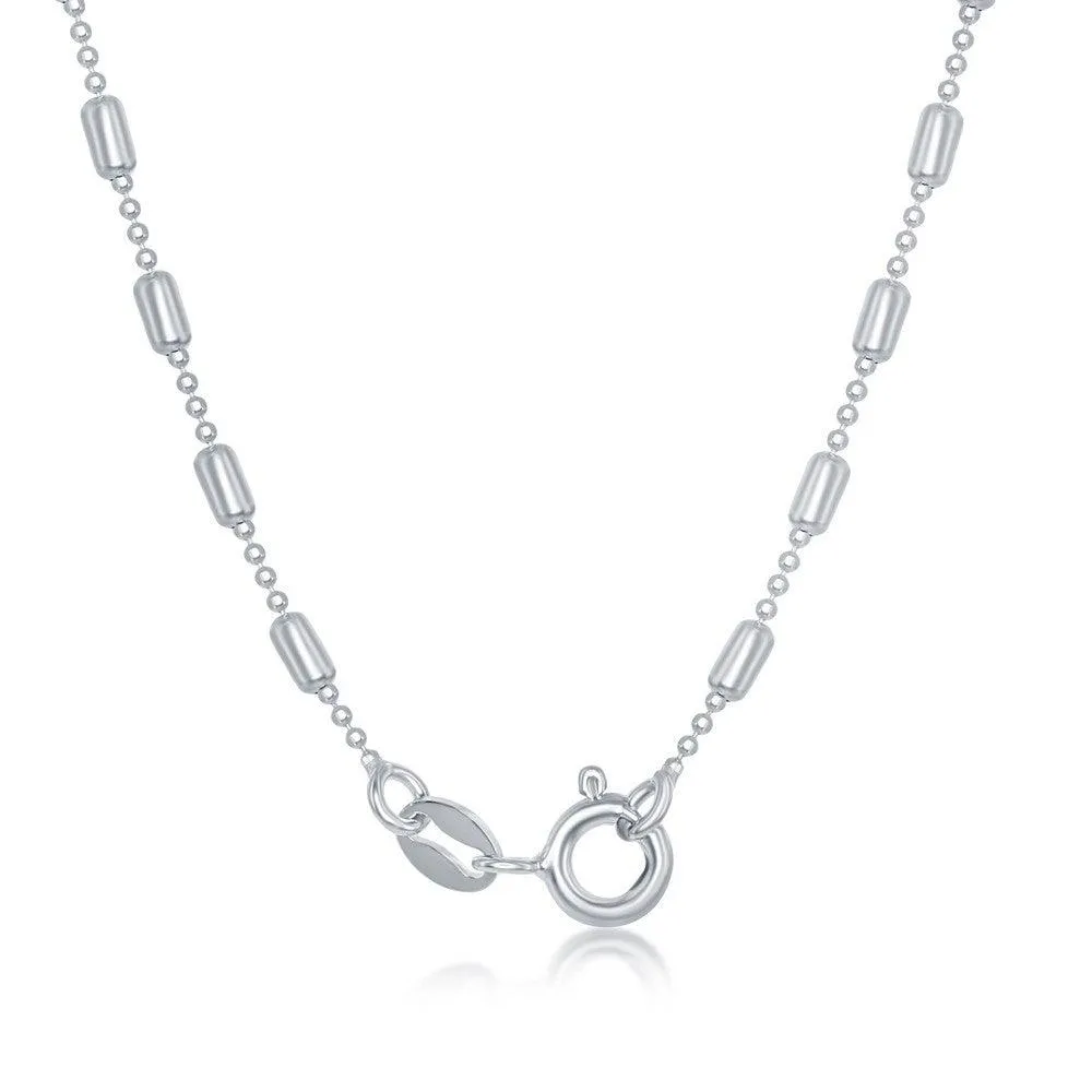 Classic Jewelry Sterling Silver Rhodium Plated Long Bead Chain, 18"
